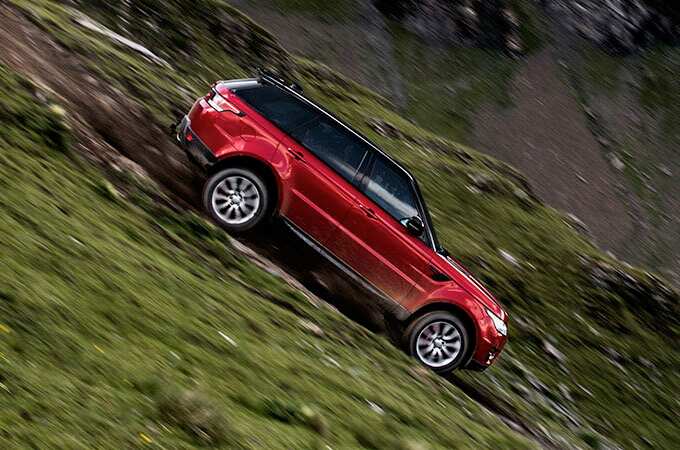 Range Rover Sport vertical descent racing down a mountain.