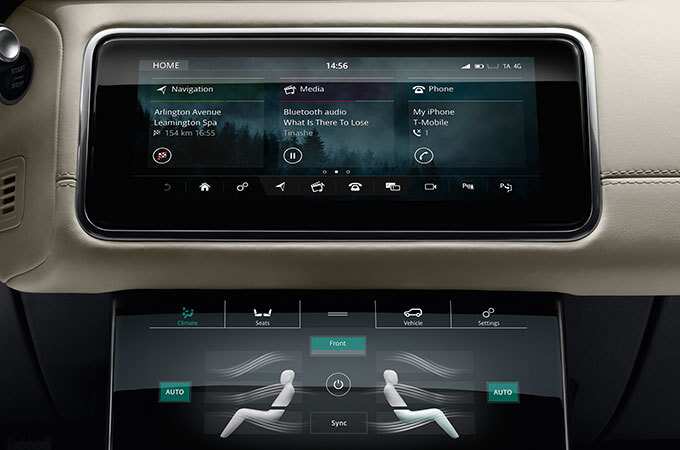 Range Rover Velar Infotainment interface.