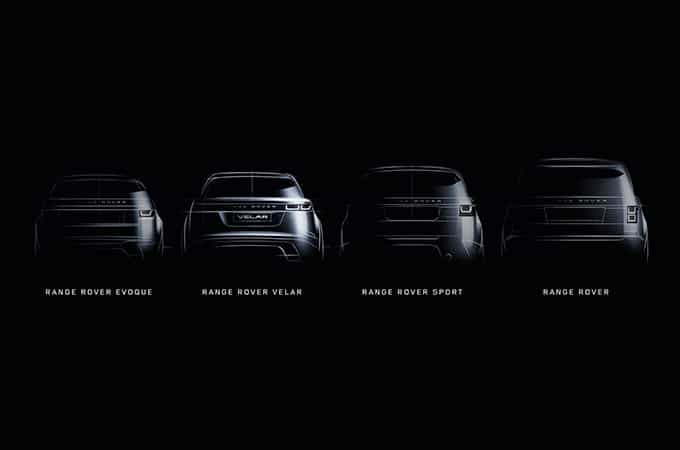 Comparison, left to right: Range Rover Evoque, Range Rover Velar, Range Rover Sport, Range Rover.