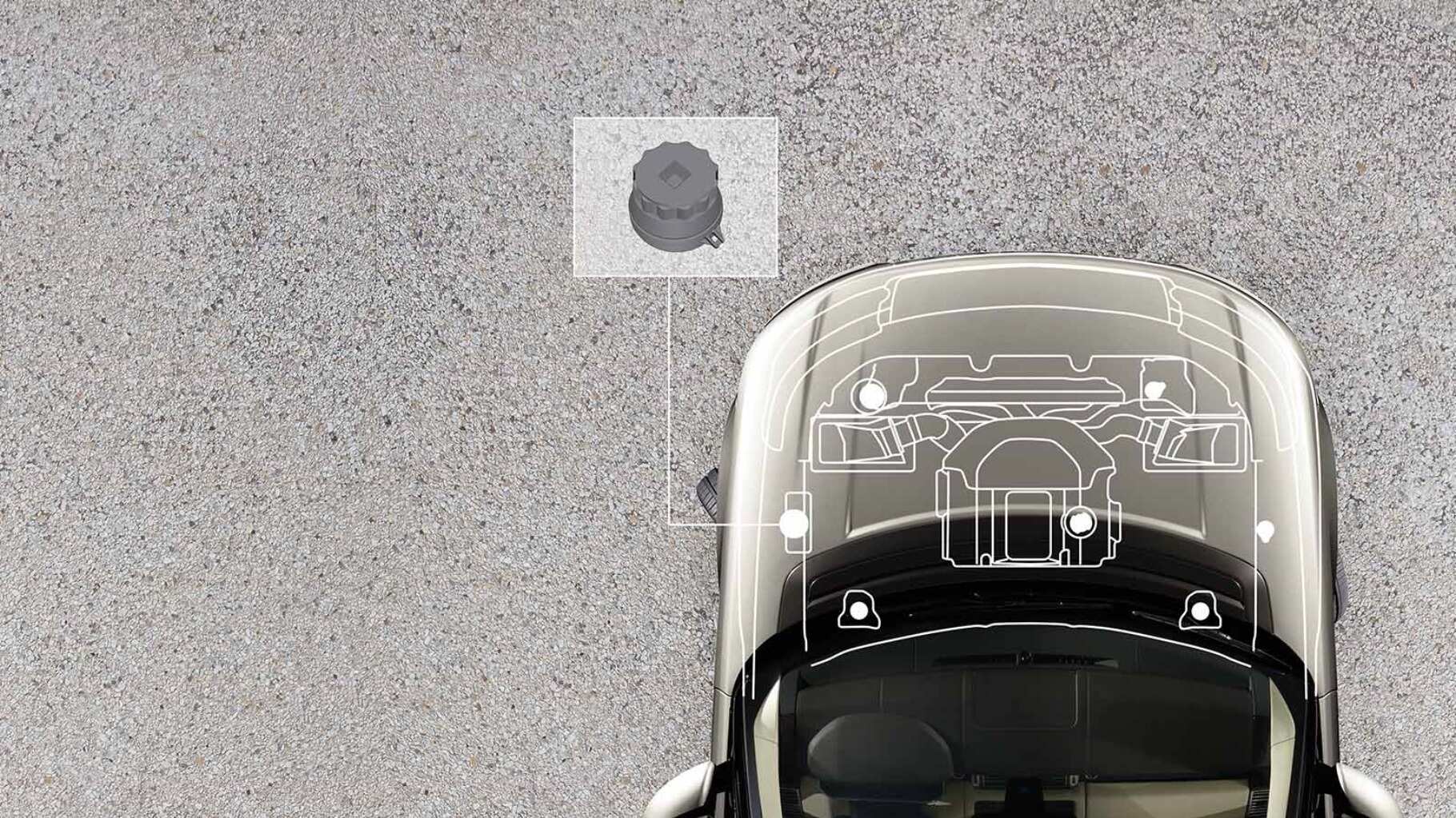 Diesel Exhaust Fluid reservoir filler cap location in a Range Rover.