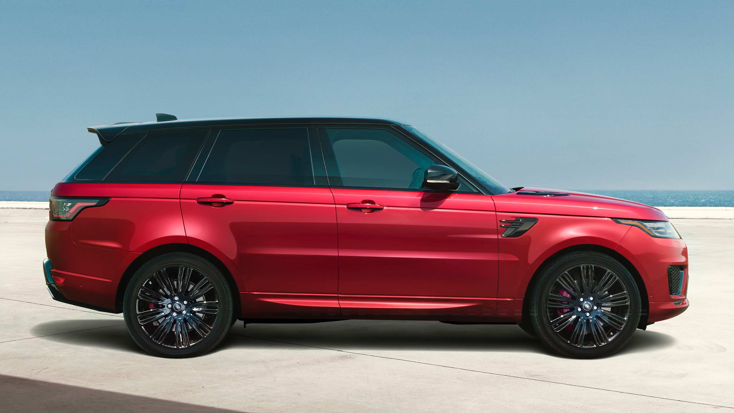 Parked Range Rover Sport At river side road