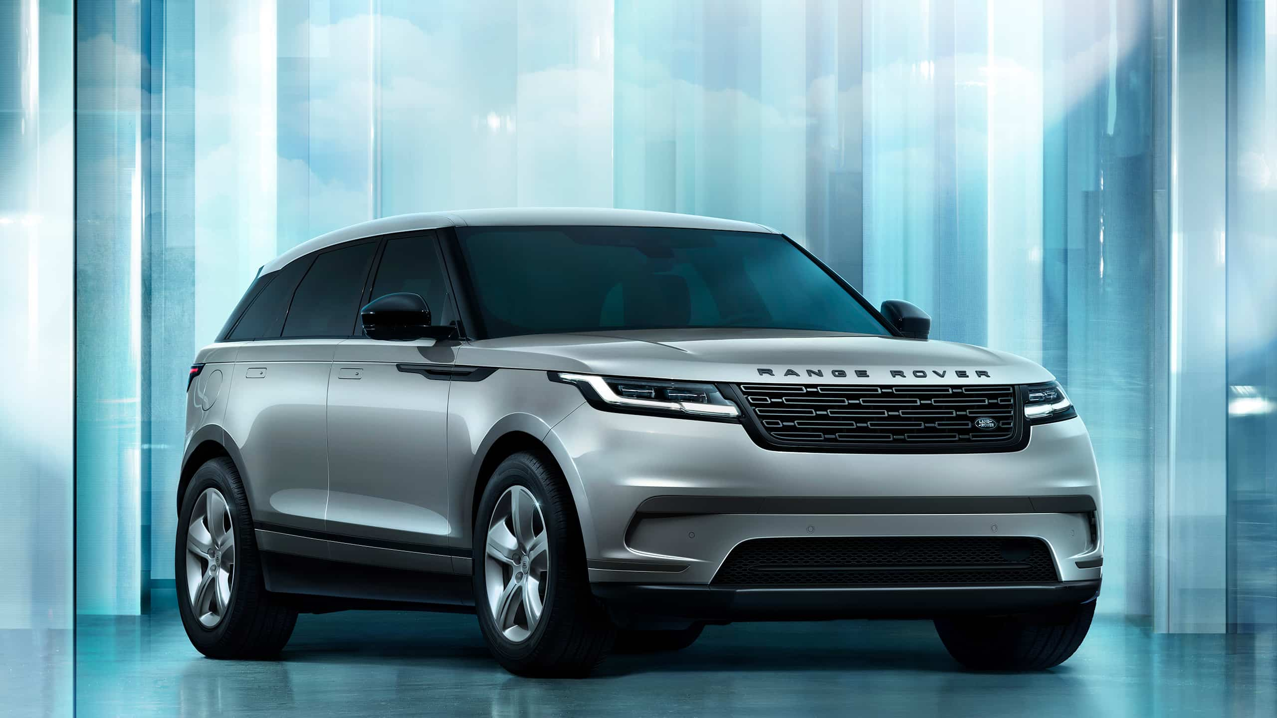 Range Rover Velar with glass background